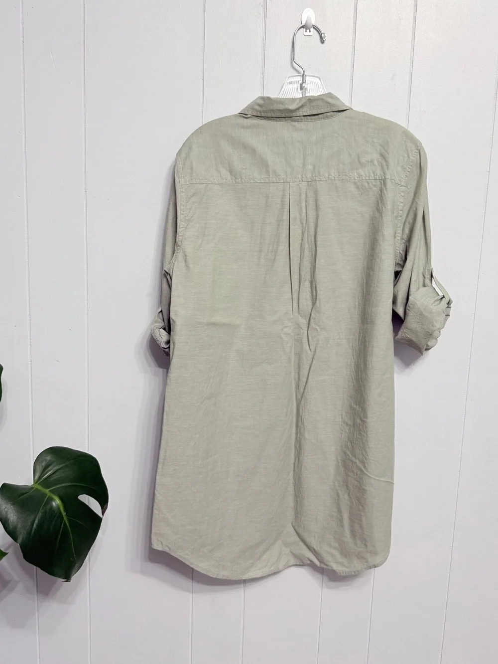 #10)  J. Crew Cotton Light Sage Casual Half Button Down Shirt